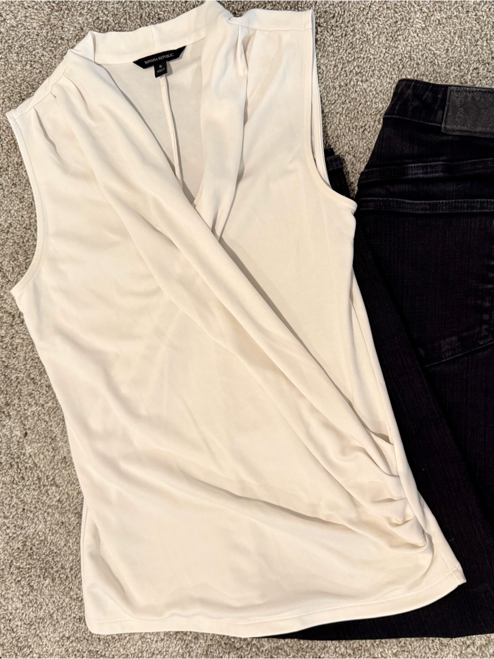 Banana Republic White Jersey Drape Faux-Wrap Sleeveless Tank Top